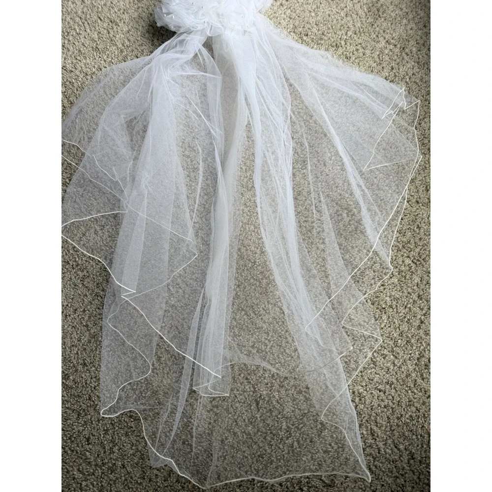 Vintage bohemian Bridal‎ Hat Veil White Lace Beaded Floral Wedding 30